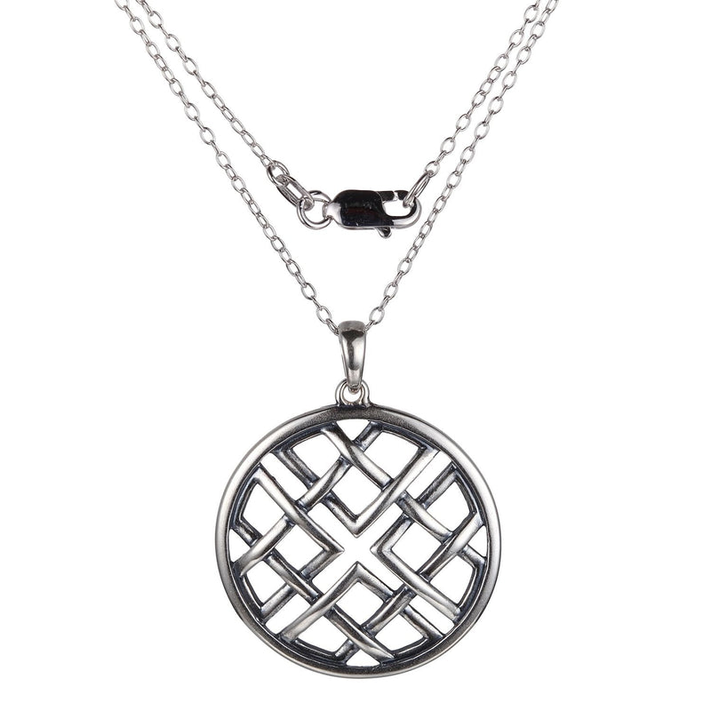 MORGAN & PAIGE Oxidized 925 Sterling Silver Celtic Knot Medallion, Heart, Clover and Solomon Knot Pendant Necklace, 18"