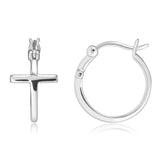 MORGAN & PAIGE .925 Sterling Silver Rhodium Plated Cross Circle Hoop Earrings or Small Stud Earrings for Women - Lightweight Dainty Sterling Silver Earrings, Hypoallergenic Religious Faith Jewelry