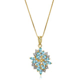 MORGAN & PAIGE 18K Yellow Gold Plated 925 Sterling Silver Diamond-Accented Gemstone Birthstone Cluster Pendant Necklace, 18"