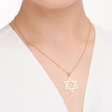 MORGAN & PAIGE .925 Sterling Silver Rhodium or 18K Yellow Gold Plated Star of David Necklace - Lightweight Pendant Necklace Silver Star Necklace, Dainty Necklace for Women, Jewish Gifts 18" Chain