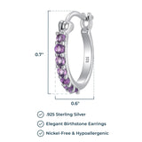 MORGAN & PAIGE Dainty 925 Sterling Silver Gemstone Birthstone Demi Fine Hoop Earrings