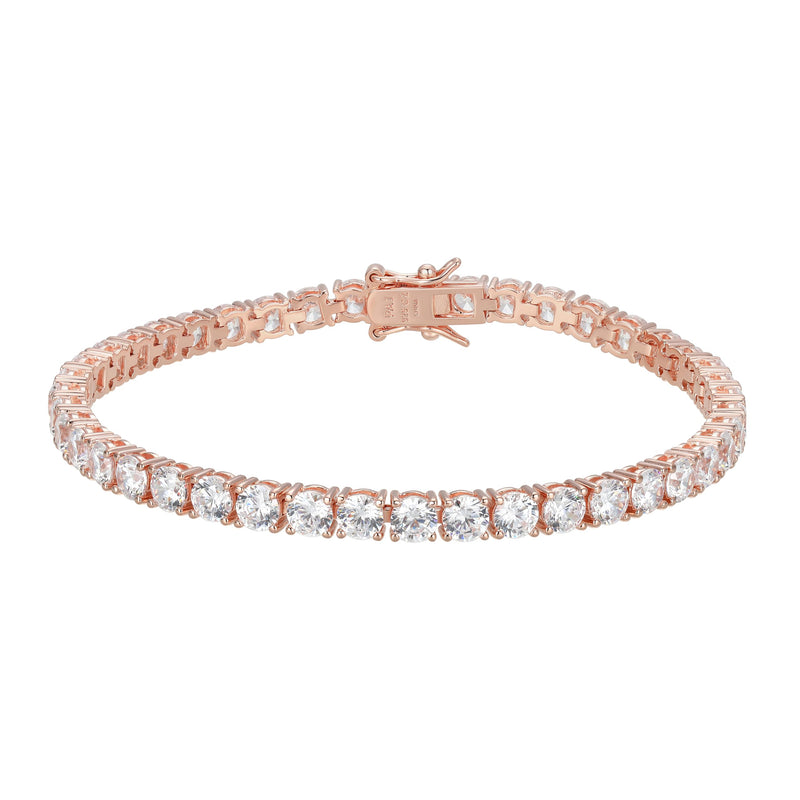 MORGAN & PAIGE 925 Sterling Silver Tennis Bracelet with Cubic Zirconia in Platinum, Yellow Gold, or Rose Gold Plated Finishes; Hypoallergenic Tarnish-Free, Silver Bracelet for Women,7.25 or 8 inch