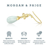 MORGAN & PAIGE .925 Sterling Silver 18K Gold Plated Teardrop Cut Genuine Green Jade Necklaces for Women or Jade Earrings for Women - Celtic Knot Drop Earrings and Wire Frame Pendant Necklace Jewelry