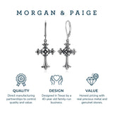 MORGAN & PAIGE .925 Sterling Silver Oxidized, 18k Yellow Gold or 14K Rose Gold Plated Celtic Cross Sterling Silver Earrings - Drop & Dangle or Stud Earrings for Women Hypoallergenic Faith Jewelry