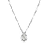 Sterling Silver Pendant Necklace Lab-Created Diamonds, Romantic Jewelry, Hypoallergenic, 18-inch Chain, Elegant Gift Box Included