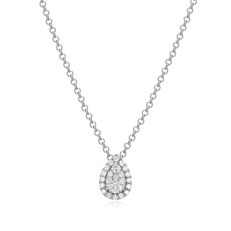 Sterling Silver Pendant Necklace Lab-Created Diamonds, Romantic Jewelry, Hypoallergenic, 18-inch Chain, Elegant Gift Box Included