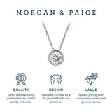 MORGAN & PAIGE .925 Sterling Silver Platinum Plated Solitaire 1/4" Round Cubic Zirconia Necklace - Elegant Bezel Set Silver Dainty Necklace for Women, Crystal Pendant Necklace 18 Cable Chain