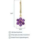 MORGAN & PAIGE .925 Sterling Silver Gemstone Birthstone Flower Cluster Leverback Dangle Drop Earrings for Women - Hypoallergenic Jewelry