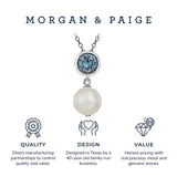 MORGAN & PAIGE .925 Sterling Silver Rhodium Plated Birthstone Necklace - Elegant Freshwater Cultured Pearl Necklace and Gemstone Necklace, Bezel-Set Pearl Drop Necklaces for Women Jewelry 18"