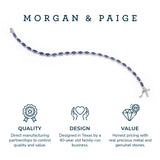 MORGAN & PAIGE .925 Sterling Silver Rhodium Plated Birthstone Tennis Bracelets for Women - Alternating Diamond and Oval Gemstone Bracelet, Secure Locking Clasp Birthday Gift Jewelry for Women 7.25"