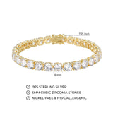 MORGAN & PAIGE 925 Sterling Silver Tennis Bracelet with Cubic Zirconia in Platinum, Yellow Gold, or Rose Gold Plated Finishes; Hypoallergenic Tarnish-Free, Silver Bracelet for Women,7.25 or 8 inch