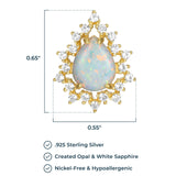 MORGAN & PAIGE 14K Gold-Plated Sterling Silver Opal Stud Earrings - Elegant Hypoallergenic Opal Earrings for Women with Scalloped White Sapphire Halo - Gold Opal Studs