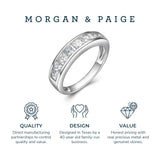 MORGAN & PAIGE .925 Sterling Silver Platinum or 18K Gold Plated Anniversary Wedding Rings for Women - Classic Channel-Set Princess Cut Cubic Zirconia Ring, Stackable Wedding Bands for Women Size 5-9