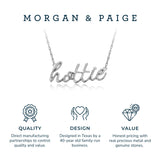 MORGAN & PAIGE .925 Sterling Silver Rhodium or 18K Yellow Gold Plated Statement Dainty Necklace for Women, Hypoallergenic Cursive Pendant Letter Necklaces for Women - 16in with 2in Extender Chain