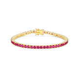 MORGAN & PAIGE 18k Yellow Gold Plated .925 Sterling Silver 3mm Tennis Bracelet for Women, 7.25" with Round Cut Birthstones