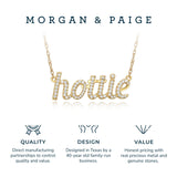 MORGAN & PAIGE .925 Sterling Silver Rhodium or 18K Yellow Gold Plated Statement Dainty Necklace for Women, Hypoallergenic Cursive Pendant Letter Necklaces for Women - 16in with 2in Extender Chain