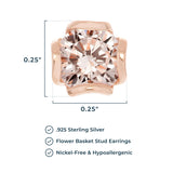 Morgan & Paige 925 Sterling Silver Cubic Zirconia Flower Basket Stud Earrings for Women, Hypoallergenic Jewelry for her, Plated in Rhodium/Rose Gold/Yellow Gold