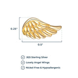 Morgan & Paige Rhodium / 14K Rose Gold / 18K Yellow Gold Plated 925 Sterling Silver Angel Wing Stud Earrings Hypoallergenic Adorned for Women