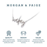 MORGAN & PAIGE .925 Sterling Silver Rhodium or 18K Yellow Gold Plated Statement Dainty Necklace for Women, Hypoallergenic Cursive Pendant Letter Necklaces for Women - 16in with 2in Extender Chain