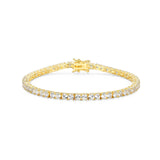 MORGAN & PAIGE 18k Yellow Gold Plated .925 Sterling Silver 3mm Tennis Bracelet for Women, 7.25" with Round Cut Birthstones