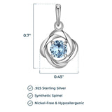 MORGAN & PAIGE Gemstone Lab-Created Birthstone Pendant Love Knot Necklace Featuring Rhodium-Plated Sterling Silver with Faceted Cable Chain, Love Knot Necklace, Birthstone Necklaces for Women