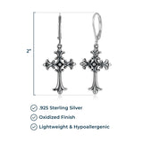 MORGAN & PAIGE .925 Sterling Silver Oxidized, 18k Yellow Gold or 14K Rose Gold Plated Celtic Cross Sterling Silver Earrings - Drop & Dangle or Stud Earrings for Women Hypoallergenic Faith Jewelry