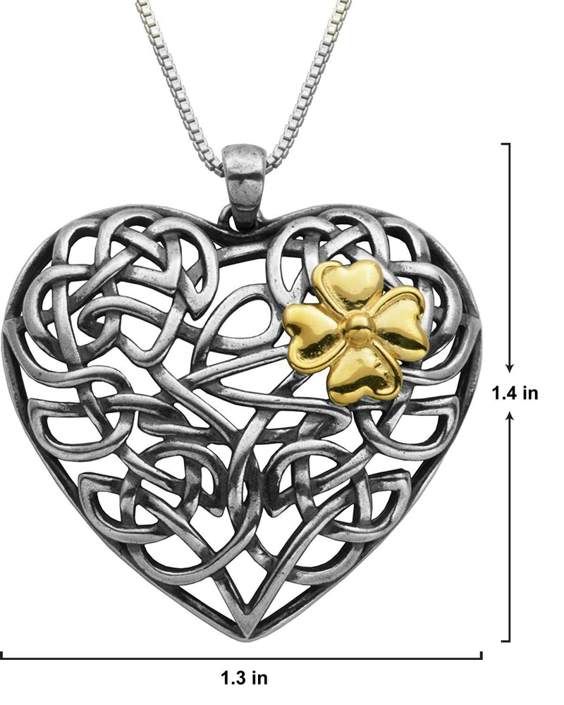 MORGAN & PAIGE Oxidized 925 Sterling Silver Celtic Knot Medallion, Heart, Clover and Solomon Knot Pendant Necklace, 18"