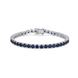 MORGAN & PAIGE .925 Sterling Silver Tennis Bracelet For Women - Genuine Natural or Created 4mm Gemstone Round Cut Birthstones, 7.25"