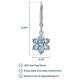 MORGAN & PAIGE .925 Sterling Silver Gemstone Birthstone Flower Cluster Leverback Dangle Drop Earrings for Women - Hypoallergenic Jewelry