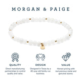 MORGAN & PAIGE Bronze 18k Yellow Gold Plated Genuine Gemstones Stretch Bracelet - Dainty Gold Beaded Bracelets for Women, 4mm Gemstone Beads, Adjustable 6.5 Inch Stretch Bracelets for Women