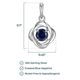 MORGAN & PAIGE Gemstone Lab-Created Birthstone Pendant Love Knot Necklace Featuring Rhodium-Plated Sterling Silver with Faceted Cable Chain, Love Knot Necklace, Birthstone Necklaces for Women