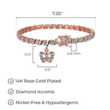 MORGAN & PAIGE Bronze Rhodium, 14k Rose Gold or 18k Yellow Gold Plated Diamond Accent Tennis Bracelets for Women Trendy - Charm Womens Bracelets with Accent S-Link Chain, Gift Jewelry 7.25 inch