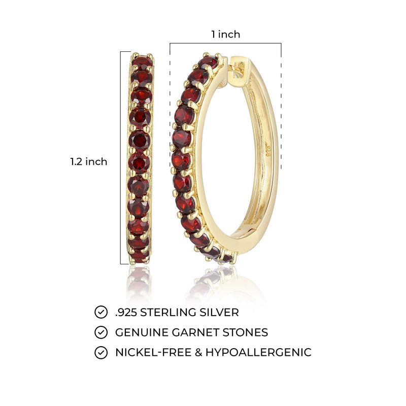 MORGAN & PAIGE Yellow Gold-Plated .925 Sterling Silver Hoop Earrings for Women - Choice of Birthstone Hypoallergenic Gold-Plated Earrings