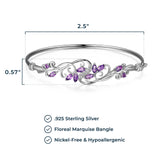 MORGAN & PAIGE .925 Sterling Silver Rhodium Plated Gemstone Elegant Bangle Bracelets for Women - Filigree Two-Tone Created Blue Sapphire & Cubic Zirconia or Genuine Amethyst & White Topaz, 7.25 inch