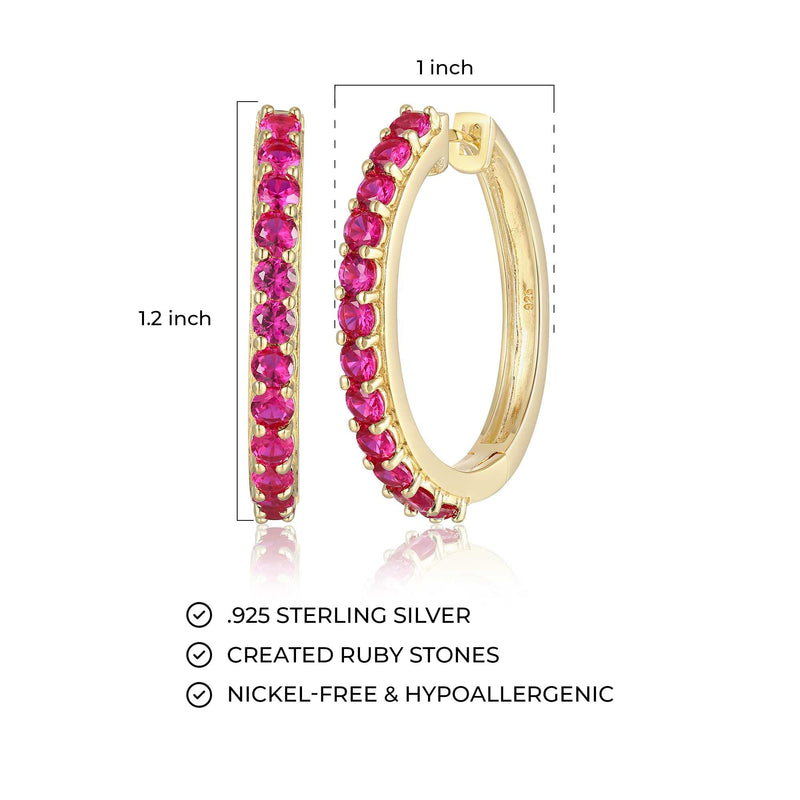 MORGAN & PAIGE Yellow Gold-Plated .925 Sterling Silver Hoop Earrings for Women - Choice of Birthstone Hypoallergenic Gold-Plated Earrings