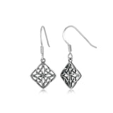 Morgan & Paige 925 Sterling Silver Oxidized Celtic Knot Rectangle Diamond Shape or Oval Infinity Drop Earrings for Women