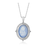 MORGAN & PAIGE .925 Sterling Silver Rhodium Plated Virgin Mary Necklace Genuine Blue Agate & Diamond or Butterfly Necklace Genuine Green Agate - Cameo Sterling Silver Jewelry Gift for Her, 18 inch