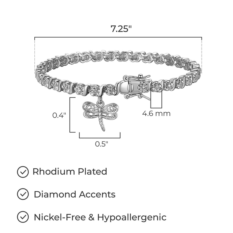 MORGAN & PAIGE Bronze Rhodium, 14k Rose Gold or 18k Yellow Gold Plated Diamond Accent Tennis Bracelets for Women Trendy - Charm Womens Bracelets with Accent S-Link Chain, Gift Jewelry 7.25 inch