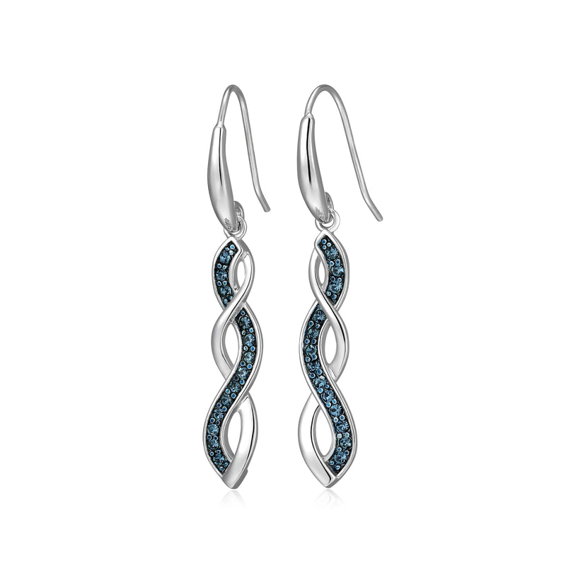 925 Sterling Silver Crystal Swirled Loop, Twisted and Crossover Drop Earrings or Hoop Earrings