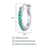 MORGAN & PAIGE Dainty 925 Sterling Silver Gemstone Birthstone Demi Fine Hoop Earrings