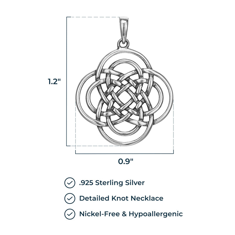 MORGAN & PAIGE Oxidized 925 Sterling Silver Celtic Knot Medallion, Heart, Clover and Solomon Knot Pendant Necklace, 18"