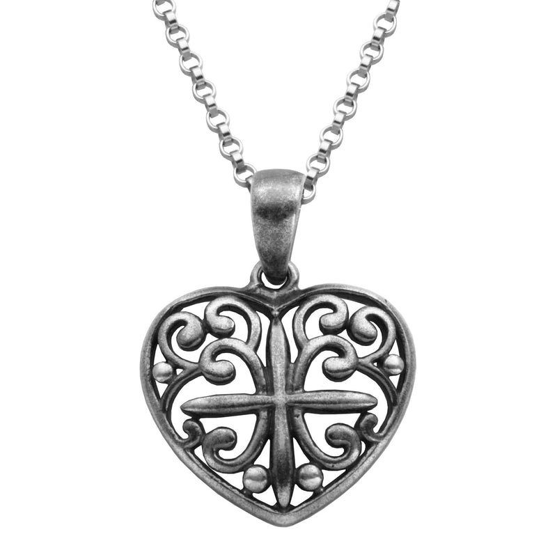 MORGAN & PAIGE Oxidized 925 Sterling Silver Celtic Knot Medallion, Heart, Clover and Solomon Knot Pendant Necklace, 18"