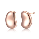 MORGAN & PAIGE Sterling Silver 12mm Bean Stud Earrings for Women, Choice of Plating, Rhodium / 18K Yellow Gold / 14K Rose Gold