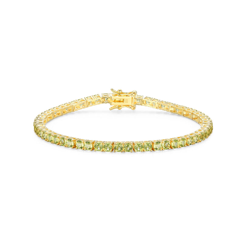 MORGAN & PAIGE 18k Yellow Gold Plated .925 Sterling Silver 3mm Tennis Bracelet for Women, 7.25" with Round Cut Birthstones