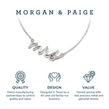 MORGAN & PAIGE .925 Sterling Silver Rhodium or 18K Yellow Gold Plated Statement Dainty Necklace for Women, Hypoallergenic Cursive Pendant Letter Necklaces for Women - 16in with 2in Extender Chain