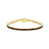 MORGAN & PAIGE 18k Yellow Gold Plated .925 Sterling Silver 3mm Tennis Bracelet for Women, 7.25" with Round Cut Birthstones