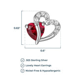 Amazon Collection Sterling Silver Created Gemstone and White Sapphire Double Heart Earrings