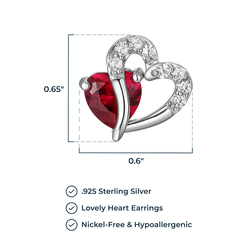 Amazon Collection Sterling Silver Created Gemstone and White Sapphire Double Heart Earrings