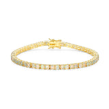 MORGAN & PAIGE 18k Yellow Gold Plated .925 Sterling Silver 3mm Tennis Bracelet for Women, 7.25" with Round Cut Birthstones