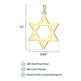 MORGAN & PAIGE .925 Sterling Silver Rhodium or 18K Yellow Gold Plated Star of David Necklace - Lightweight Pendant Necklace Silver Star Necklace, Dainty Necklace for Women, Jewish Gifts 18" Chain